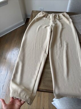 Zara Light Beige Elastic Waist Trousers